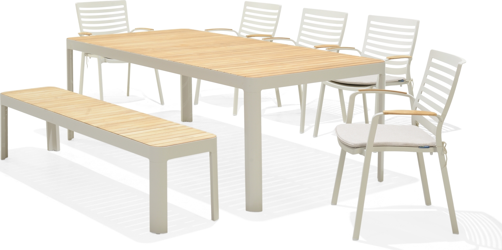 Portals eetgroep 16 - Wit/teak