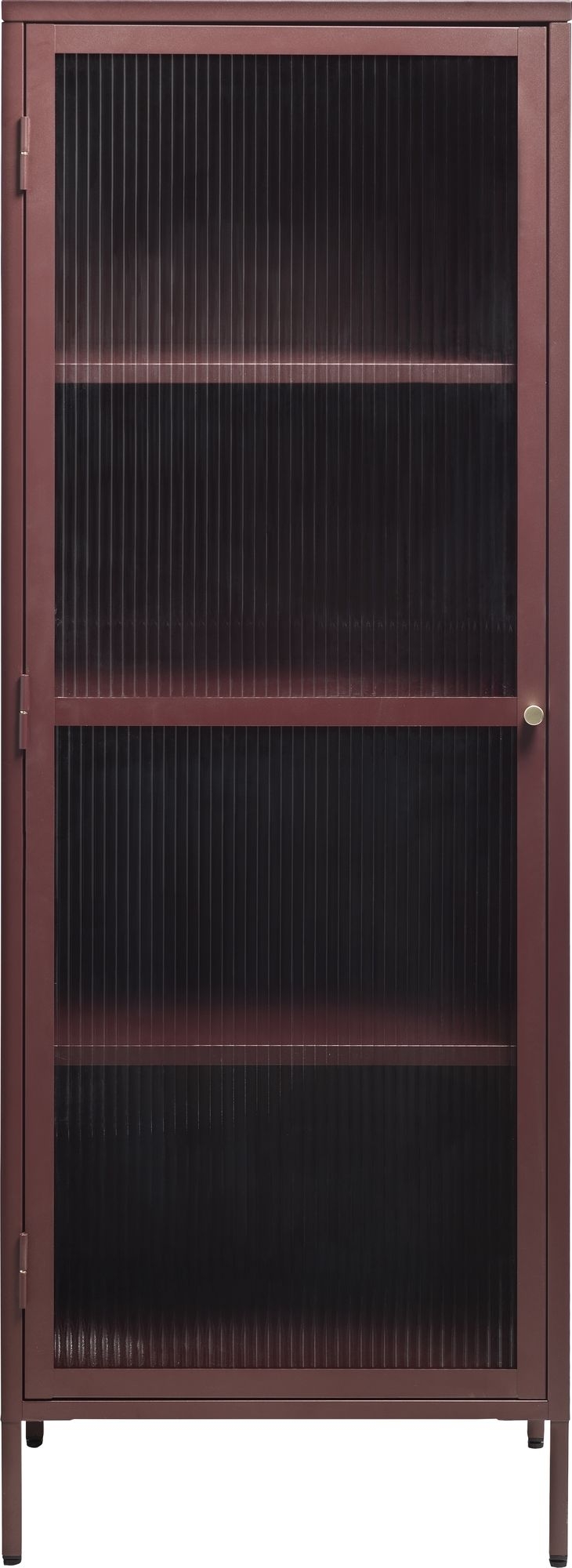 Dobb bordeauxrode metalen kast met glazen deur H160 cm
