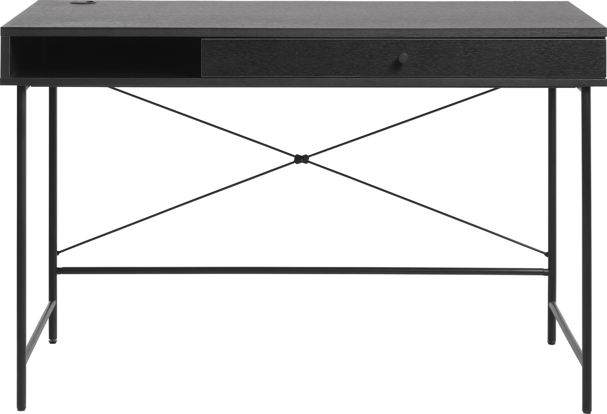 Meny skrivbord i svartbetsad ask med l�da