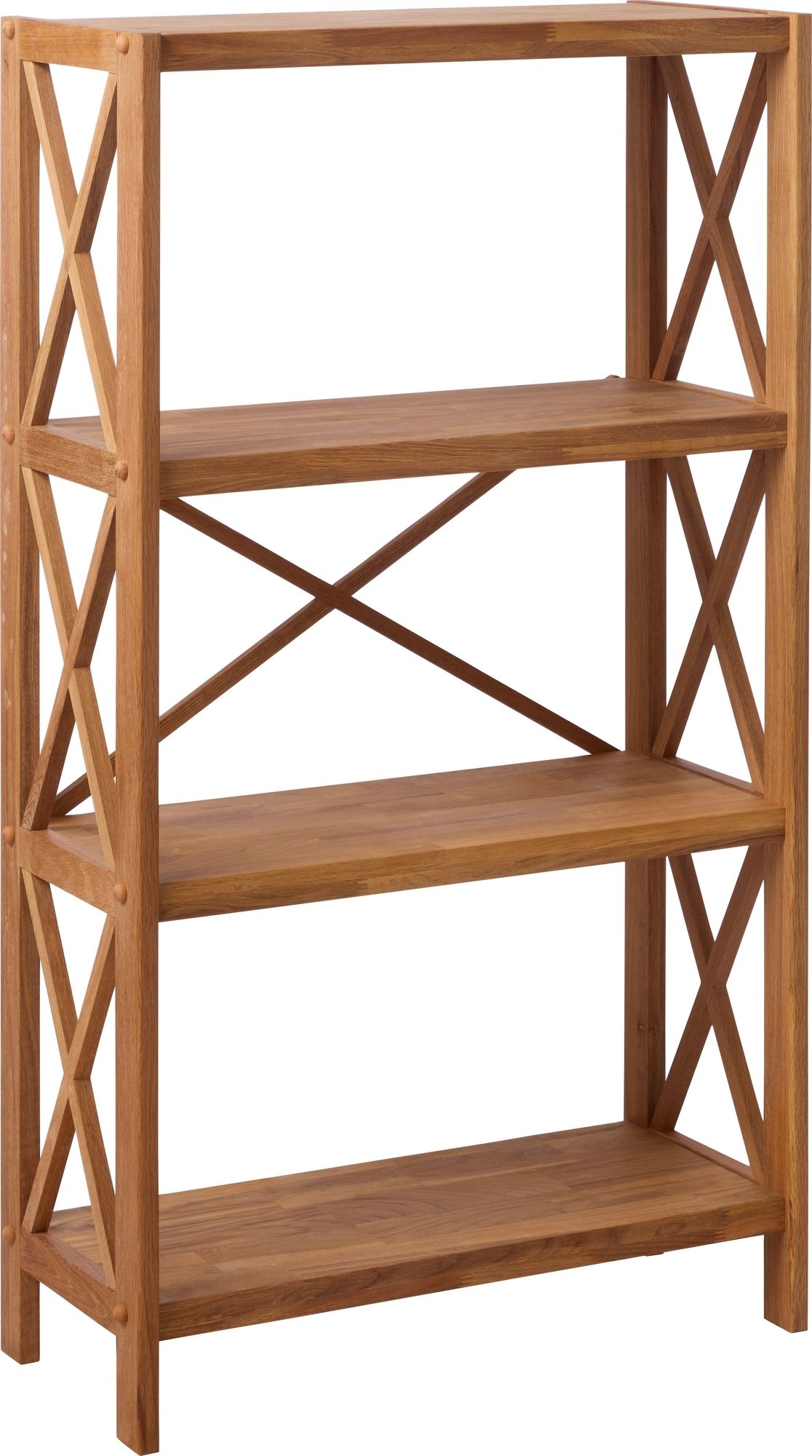 X-bokhylla i oljad ek H 124 cm