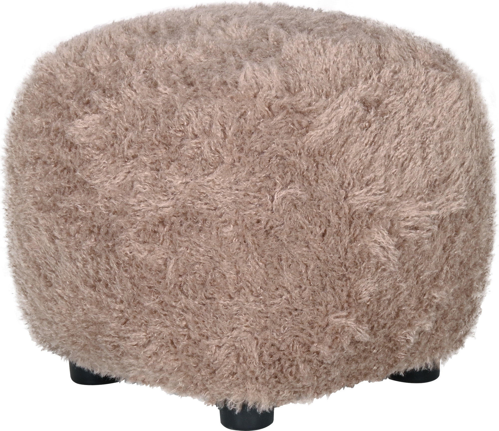 Fluffy sittpuff i brungr�tt h�rigt tyg