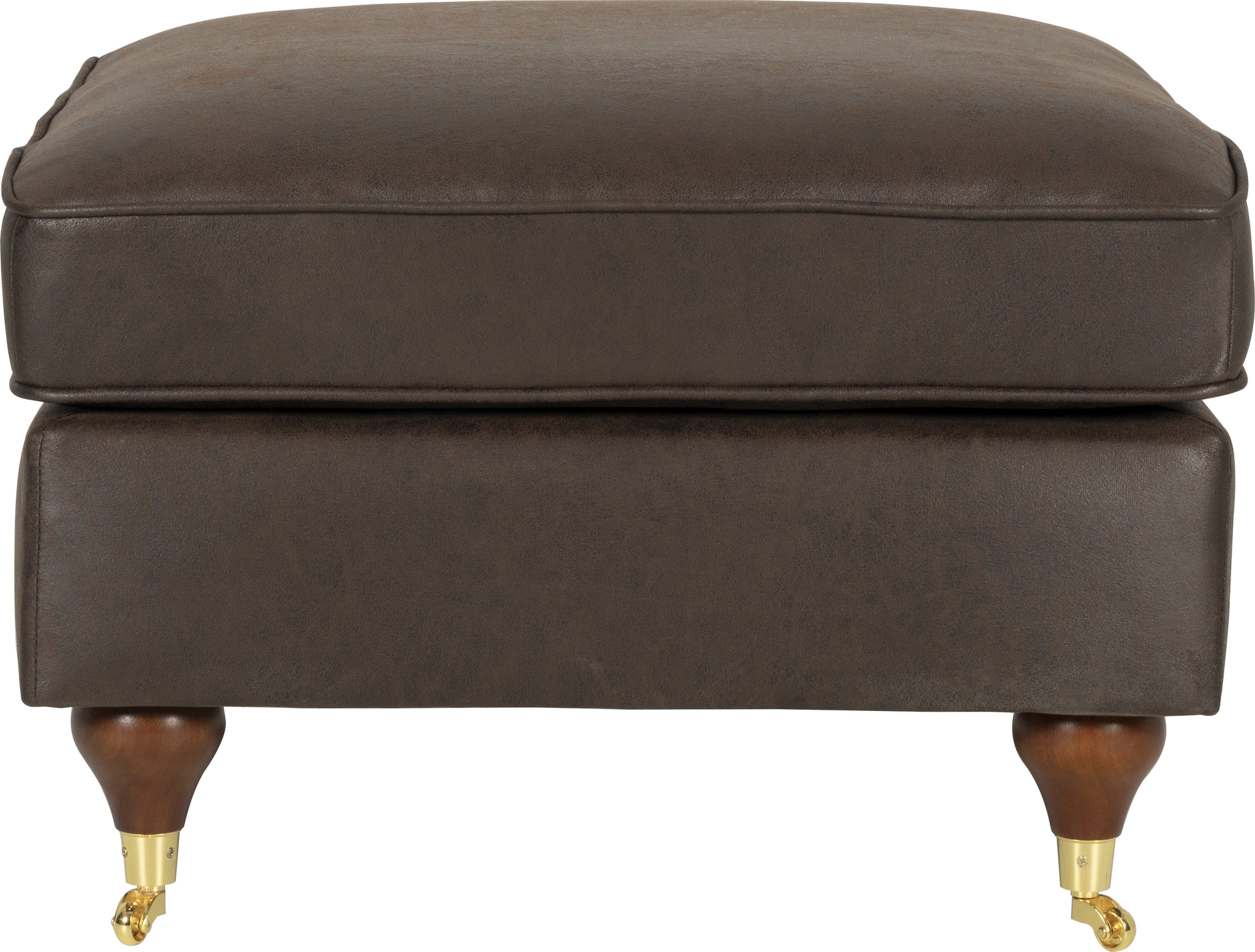 Voetenbank in vintage bruin imitatieleer - Howard Watford