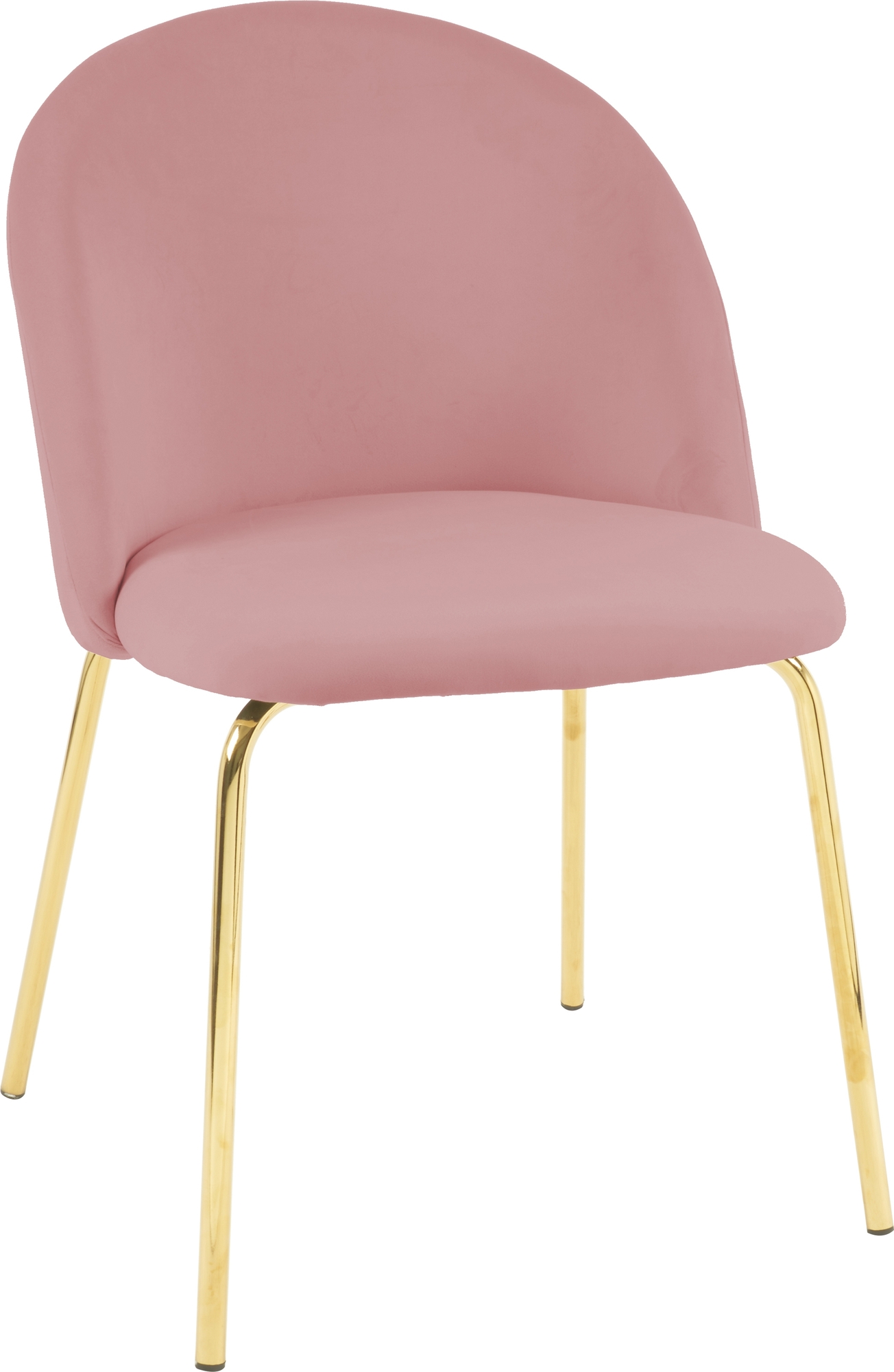 Stoel in roze fluweel met gouden poten