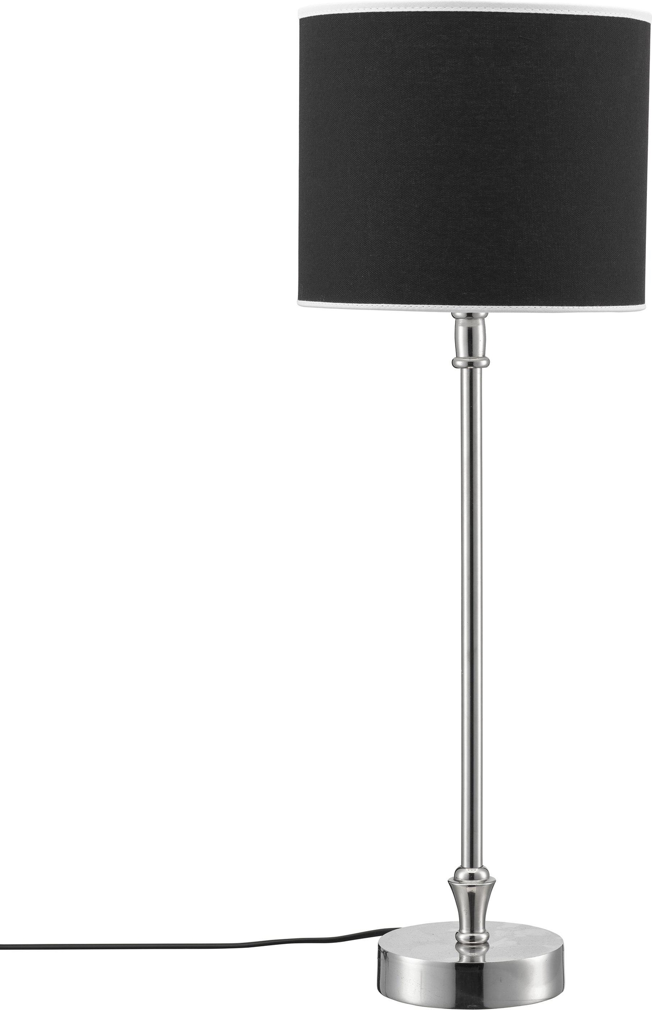 Liam tafellamp - Zwart/wit/chroom - 58 cm