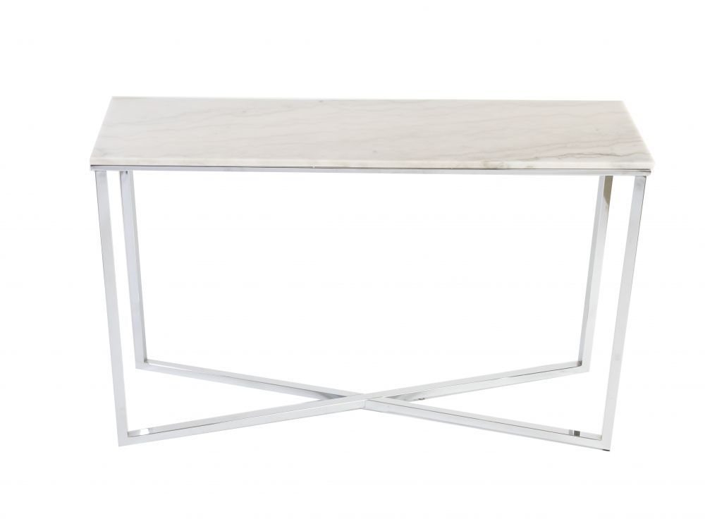 Rimini consoletafel 120 x 35 cm - Licht marmer/chroom