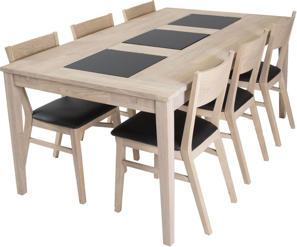 Visings� matgrupp inkl. 6 st Flen stolar - Vitoljad ek/granit