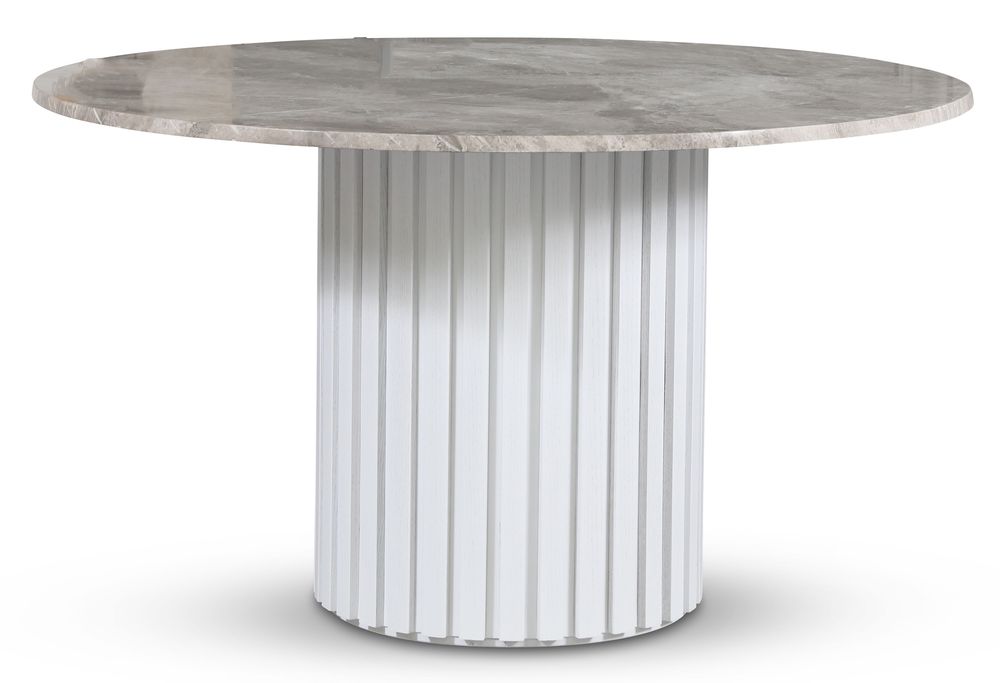 Empire matbord - Silver diana marmor 130 cm / Vit lamell tr�fot