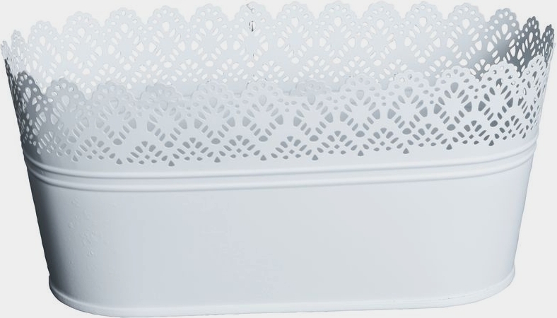 Spets kruka oval - Vit