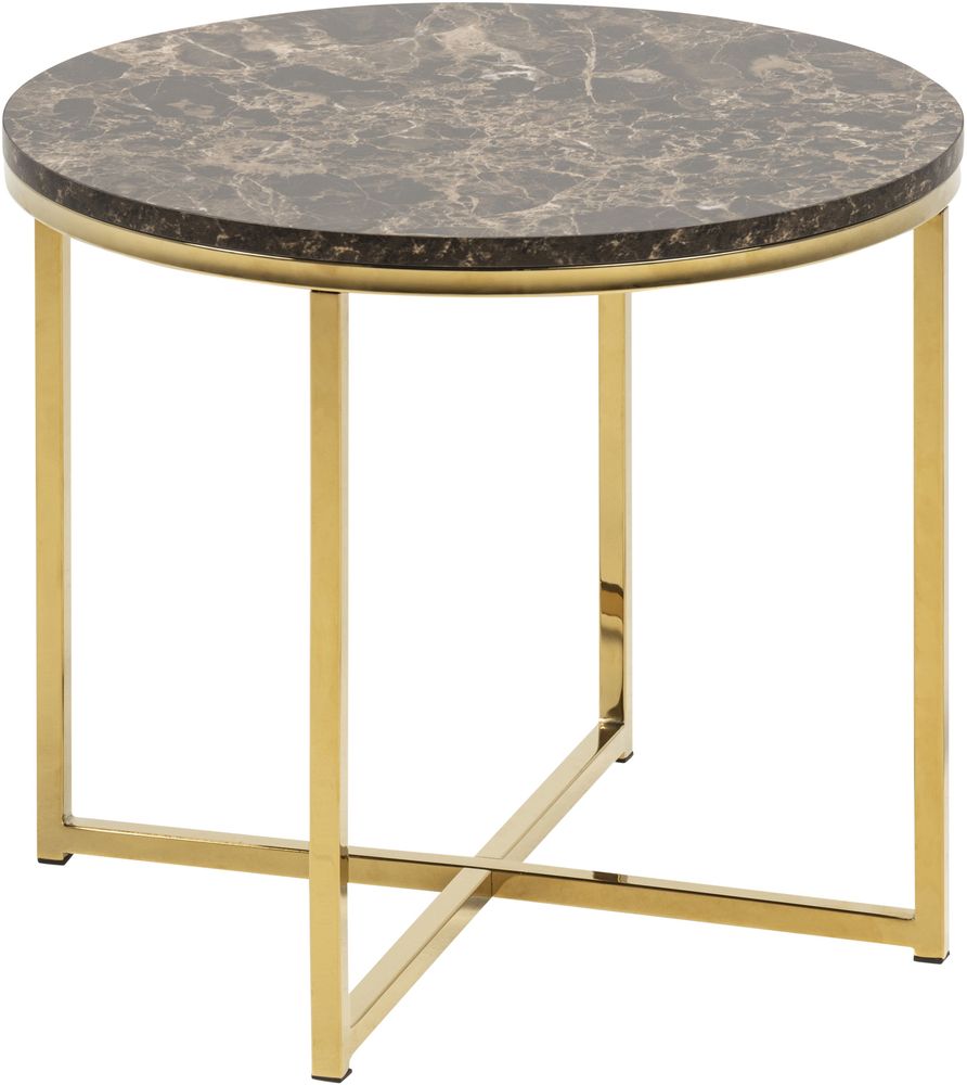 Alisma sidobord Ø50 cm - Brun marmor/guld Alisma sidobord Ø50 cm - Brun marmor/guld