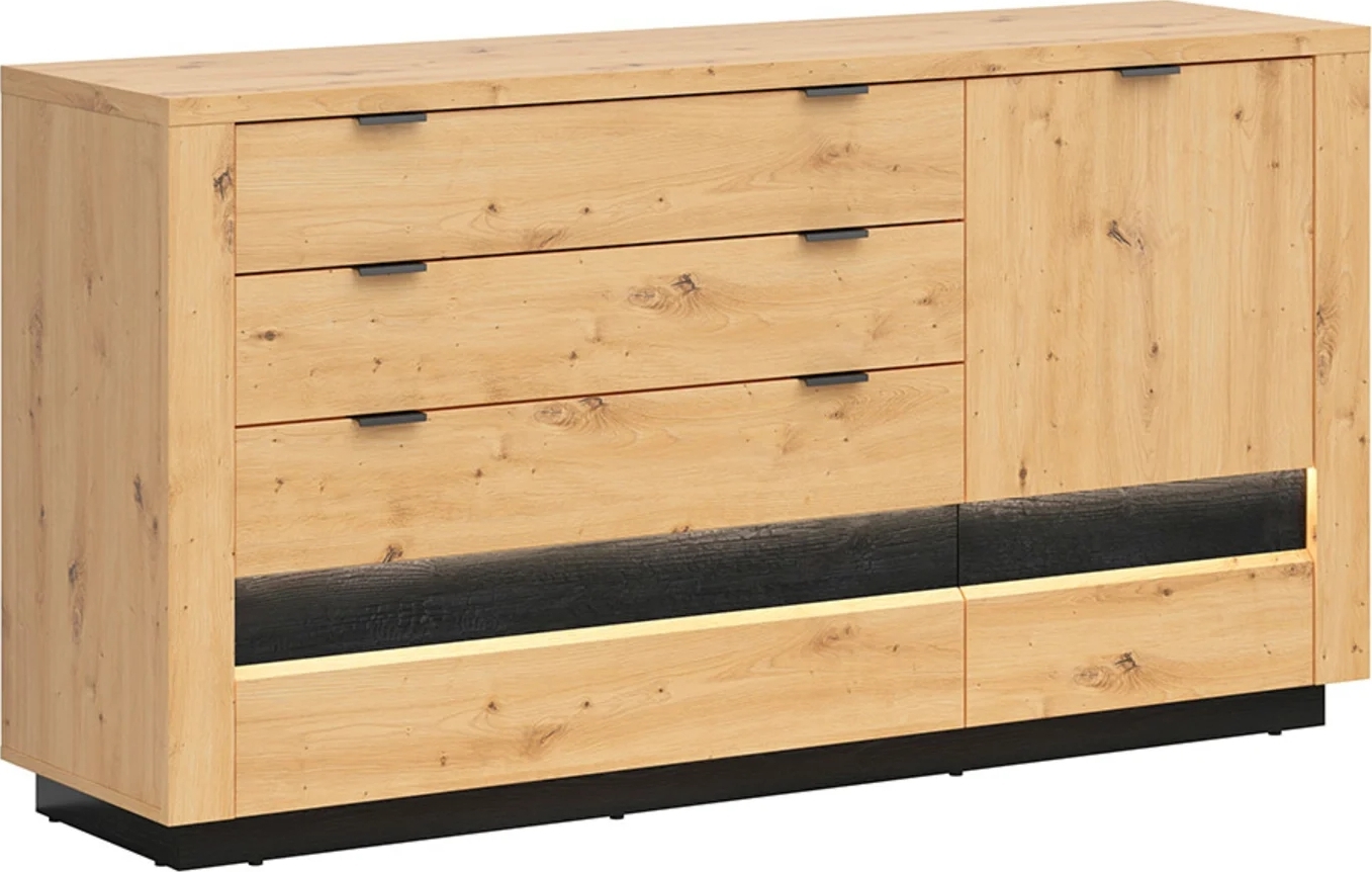 Ostia dressoir - Ambachtelijk eiken/zwart eiken