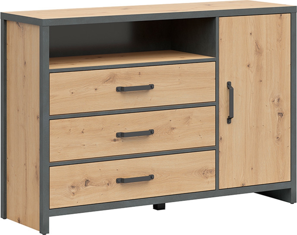 Weston ladekast 131 cm - Ambachtelijk eiken/grijs