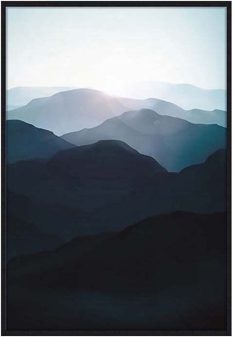 Skumring tavla Berg - Svart ram