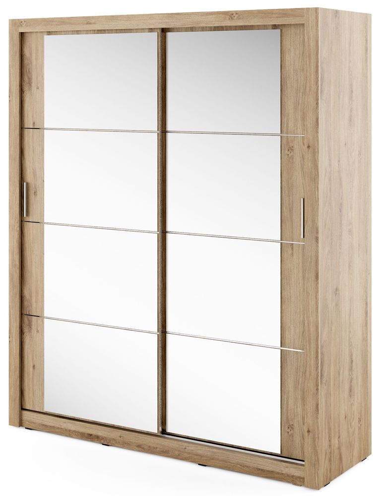 Mervyn garderob med skjutdörrar B180xH215 cm - Shetland ek Mervyn garderob med skjutdörrar B180xH215 cm - Shetland ek