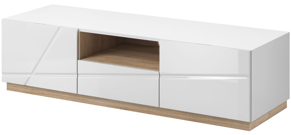 Hoogglans tv-meubel - Wit/Riviera eiken