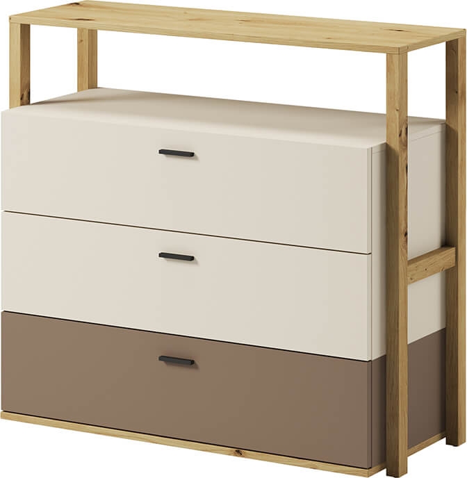 Lenny ladekast - Ambachtelijk eiken/beige/truffel