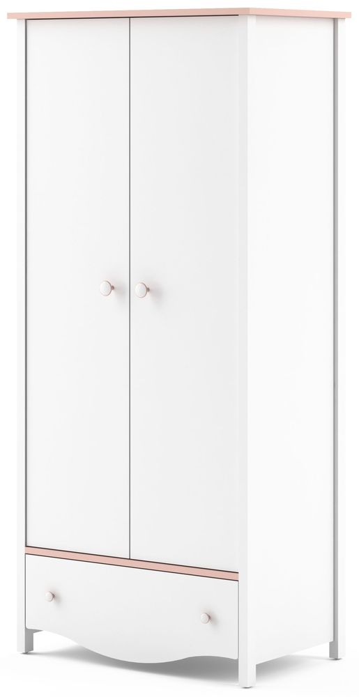 Letitia Kl�dsk�p f�r barn - Vit/rosa (med inv�ndiga hyllplan)