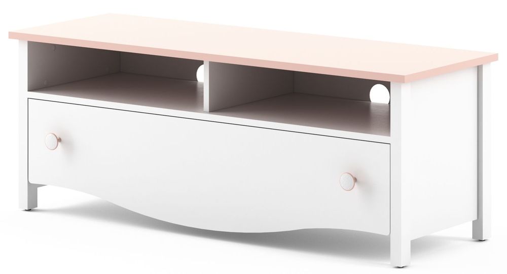 Letitia TV-bänk - Vit/rosa Letitia TV-bänk - Vit/rosa