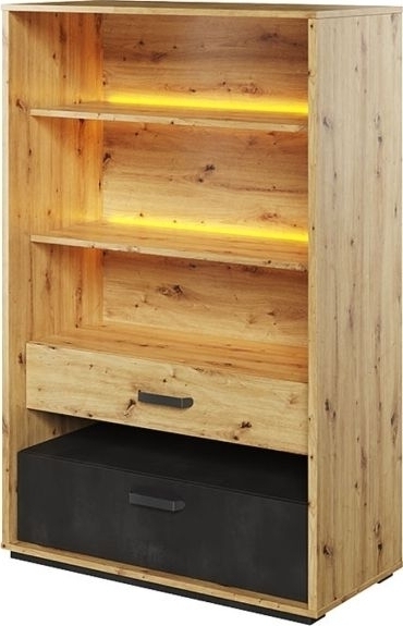 Qubic boekenkast - Ambachtelijk eiken/grijs/zwart