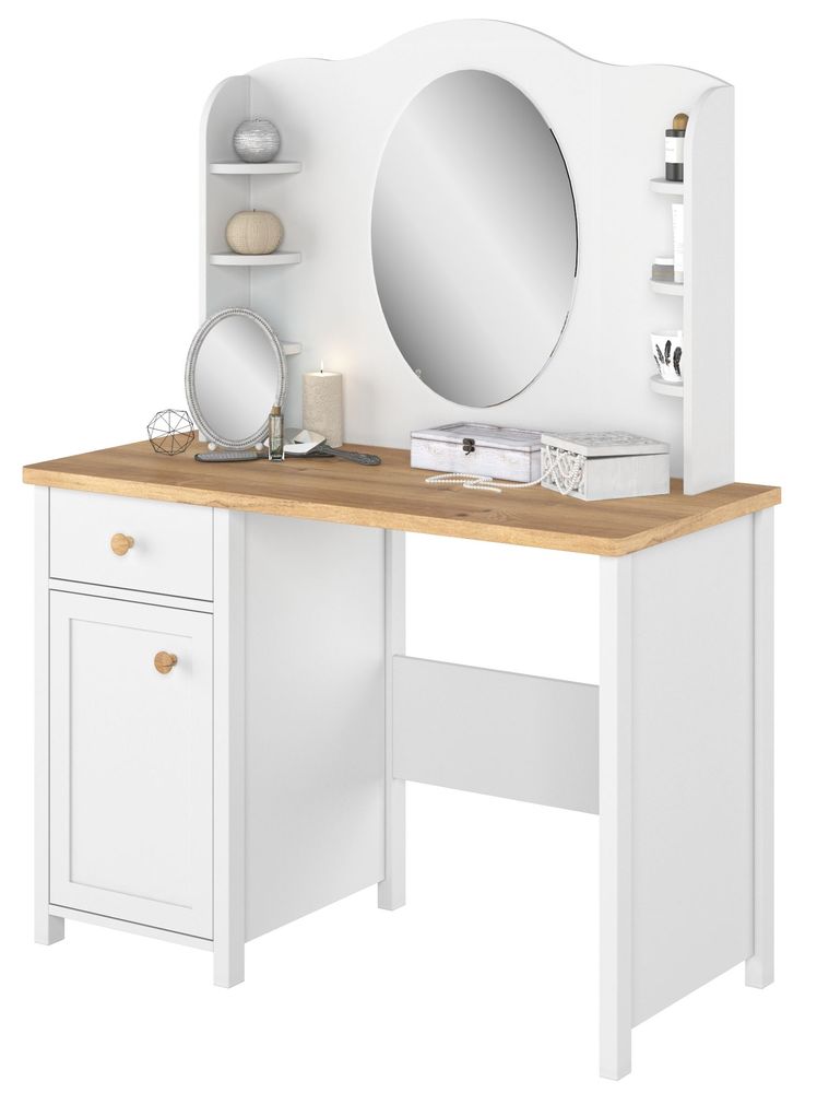 Sminkbord med spegel vit / tr�