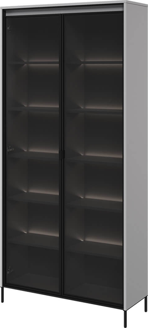 Trend vitrinekast H196 cm - Grijs/zwart Trend vitrinekast H196 cm - Grijs/zwart