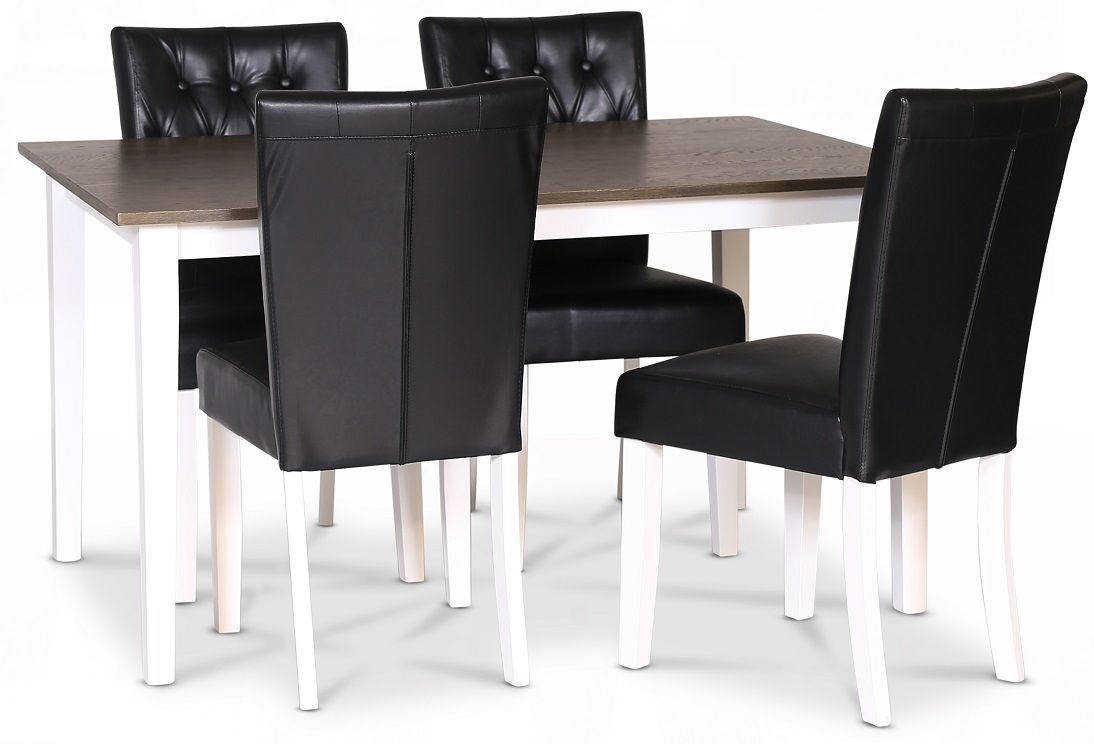 Skagen matgrupp 140x90 cm inkl. 4 st Crocket svarta matstolar - Brunoljad ek / Vit Skagen matgrupp 140x90 cm inkl. 4 st Crocket svarta matstolar - Brunoljad ek / Vit