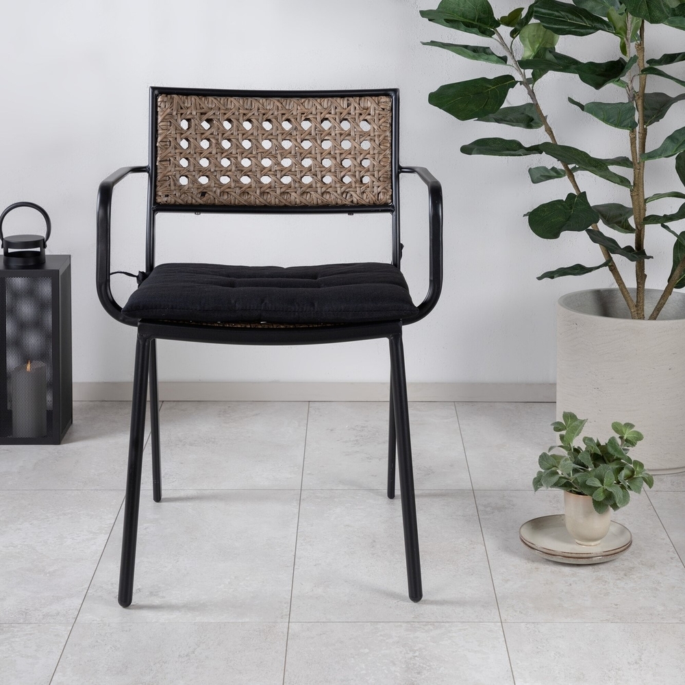 Paola matstol - Svart/Natur