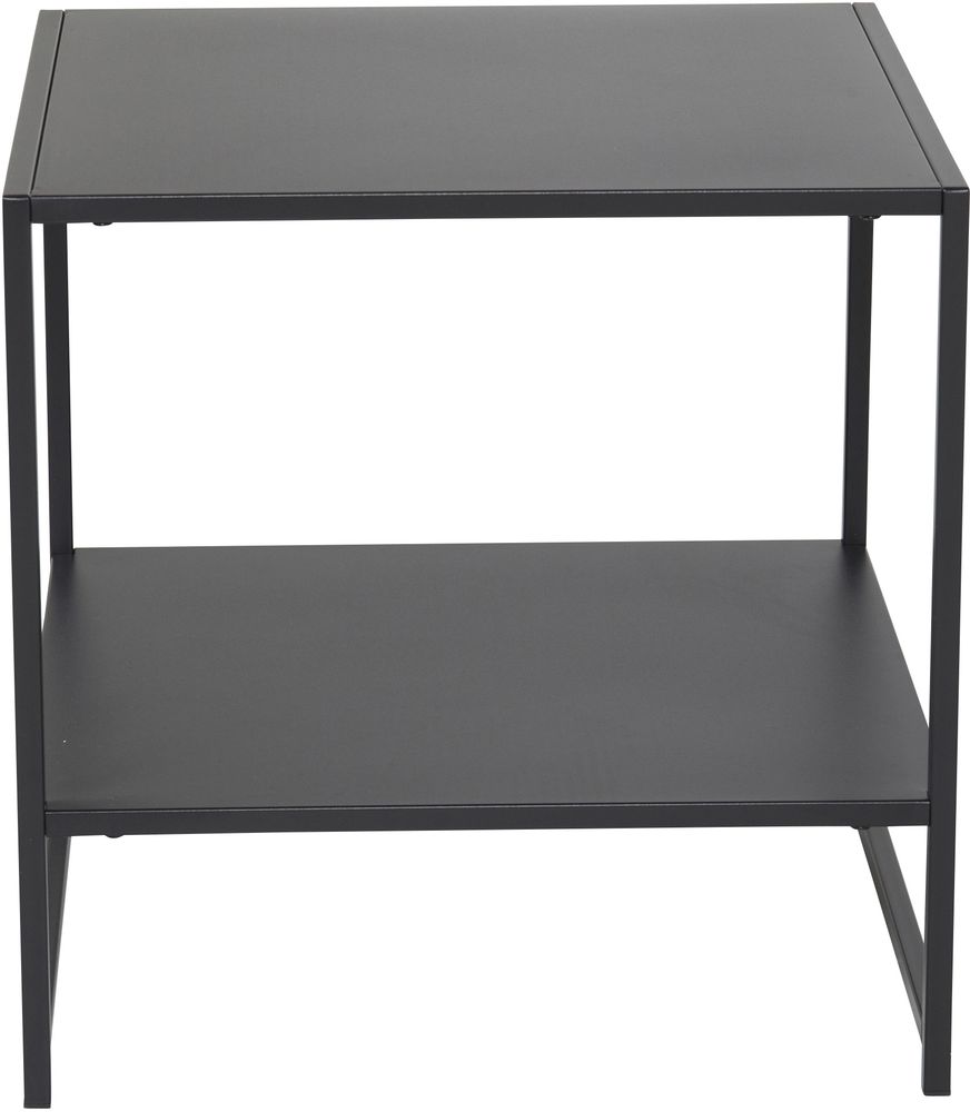 Trne sidobord med hylla 50,8 x 50,8 cm - Svart