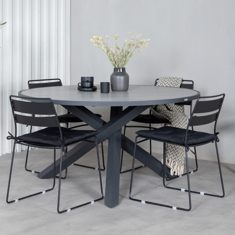 Parma matbord �140 cm - Svart/M�rkgr�