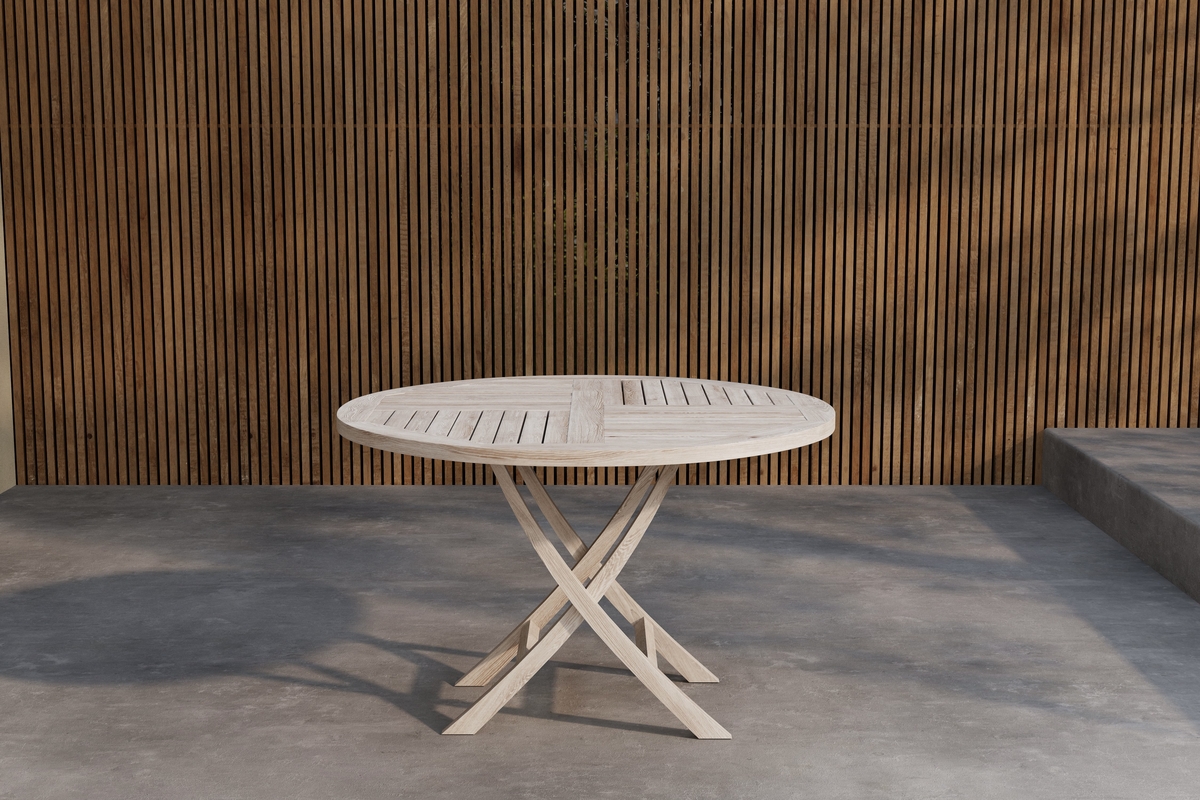 Matbord Kenya runt �120 cm - whitewash teak