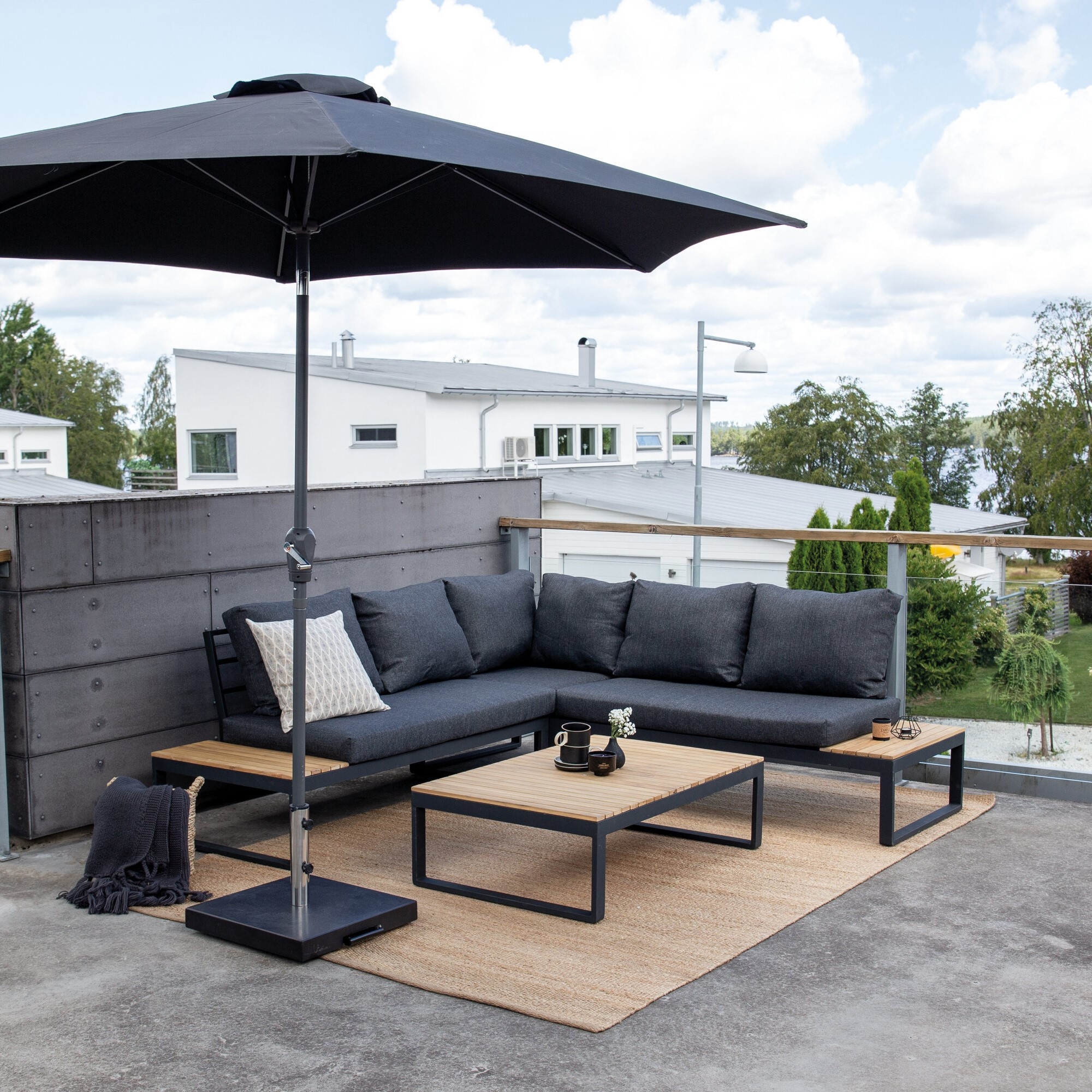 Panama loungegroep - Grijs/zwart/acacia Panama loungegroep - Grijs/zwart/acacia