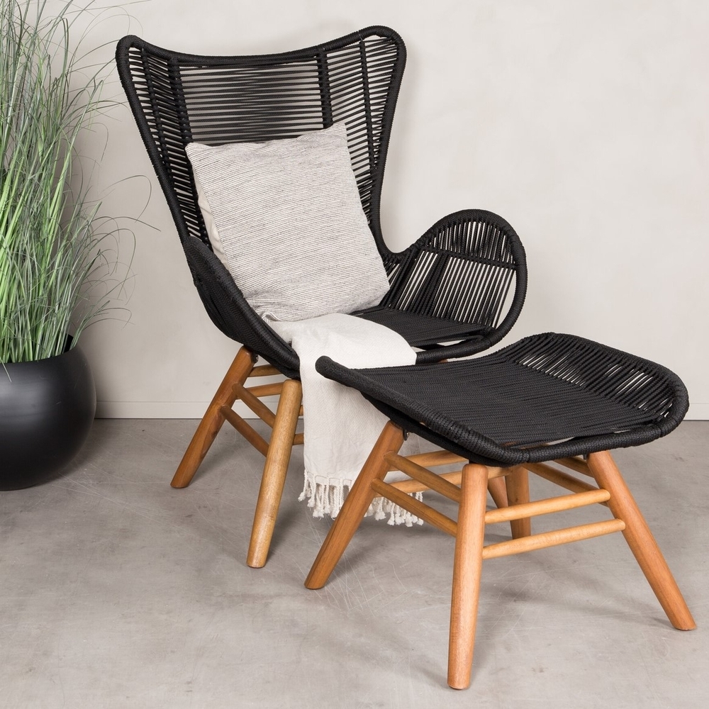 Tintelende fauteuil - Zwart/Natuurlijk