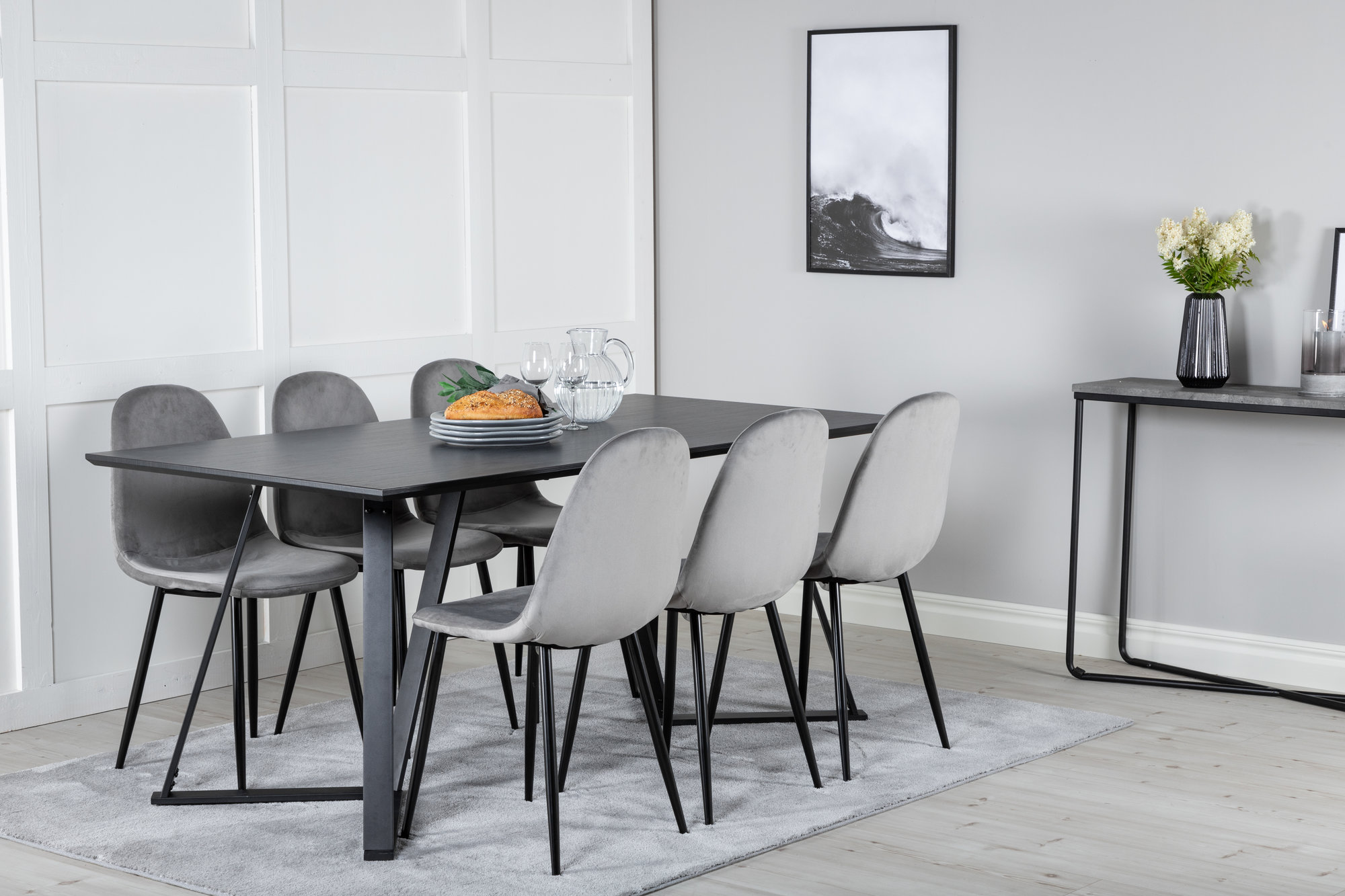 Marina matgrupp med 6 st Polar stolar - Svart/Gr�