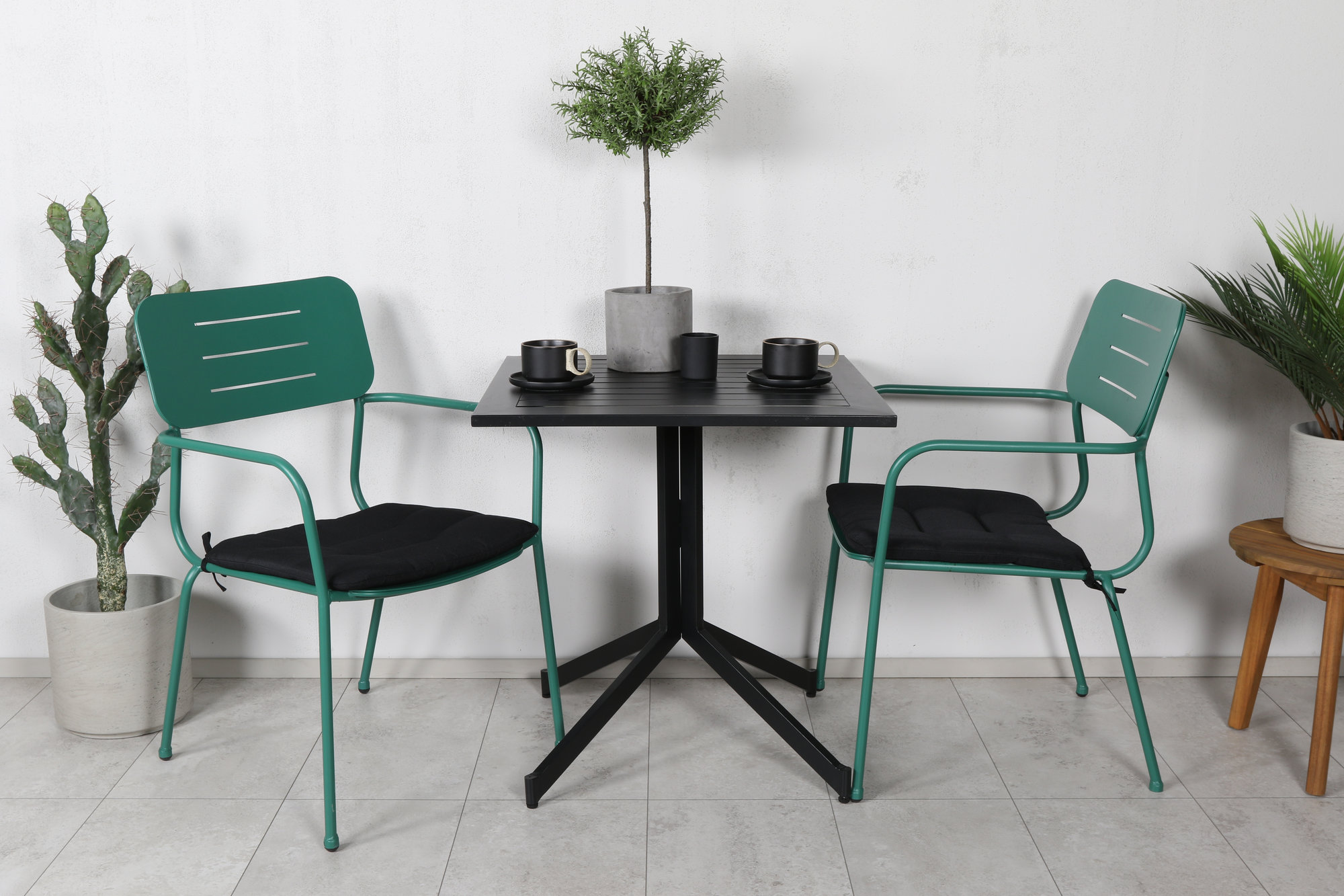 Way caf�set med 2 st Nicke stolar - Svart/Gr�n