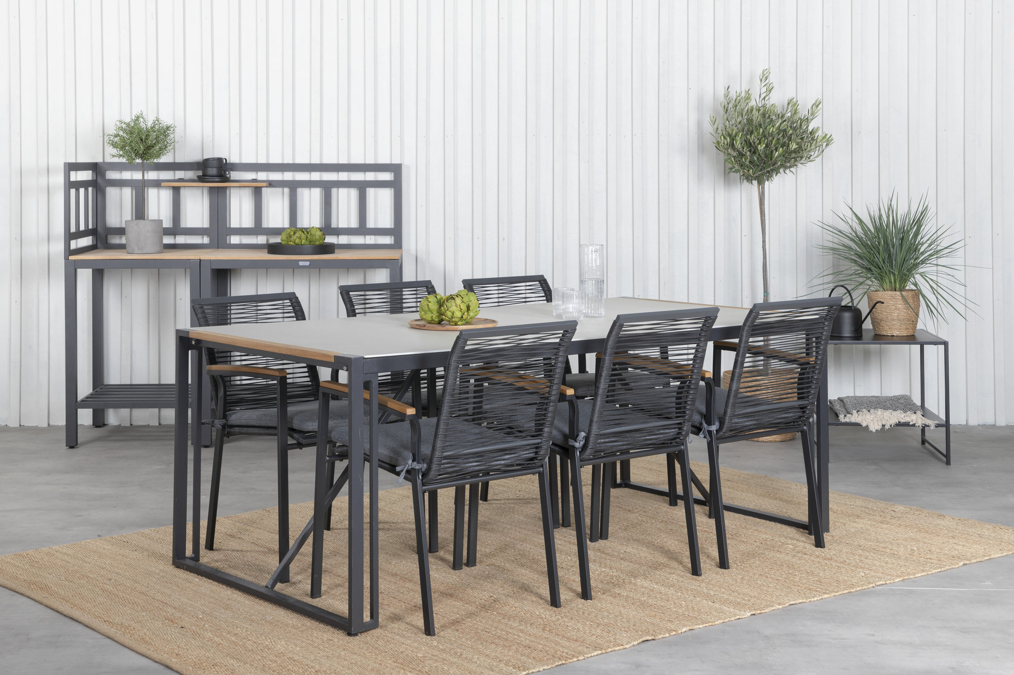 Texas utematgrupp med 6 st Dallas stolar - Svart/Gr�