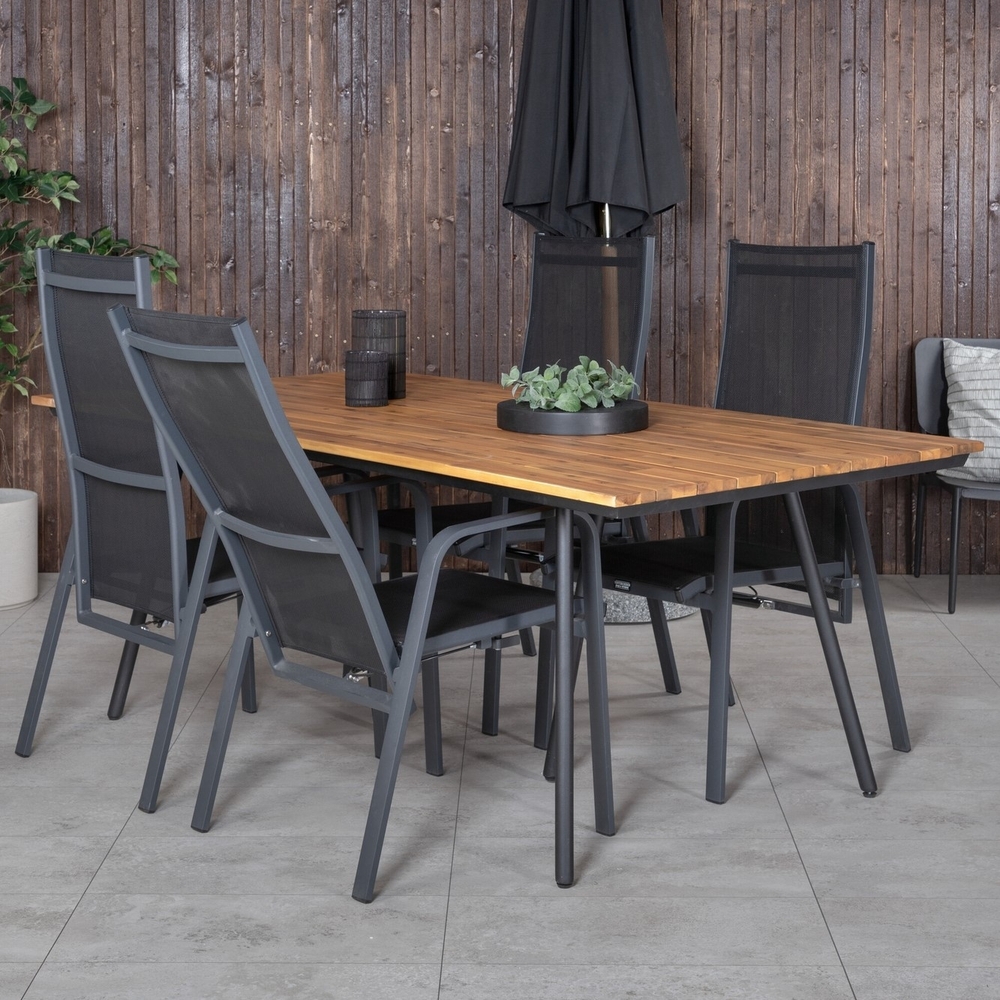 Chan utematgrupp med 4 st Copacabana stolar - Svart/Natur