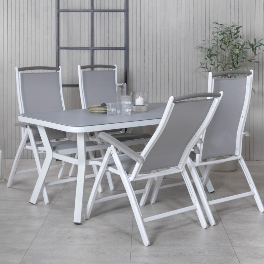 Virya utematgrupp med 4 st Albany stolar - Gr�/Vit