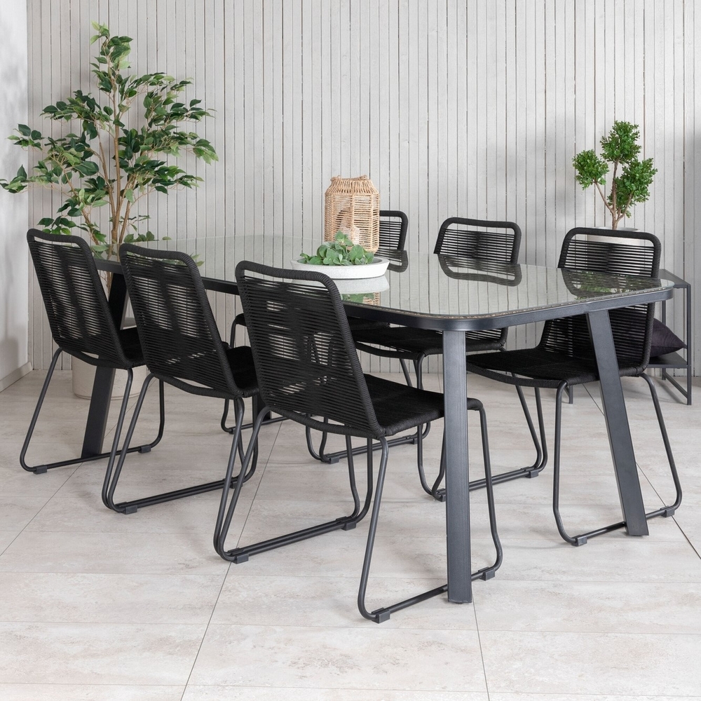 Paola utematgrupp med 6 st Lindos stolar - Svart