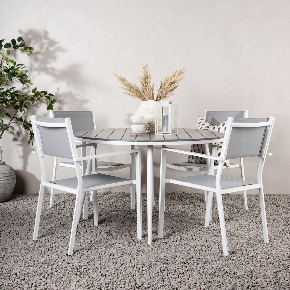 Break utematgrupp med 4 st Copacabana stolar - Gr�/Vit