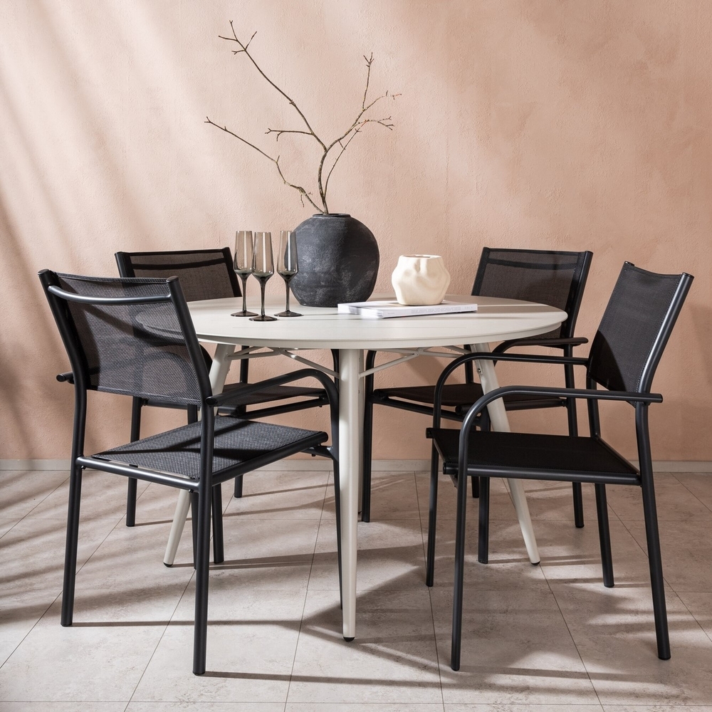 Lina utematgrupp med 4 st Santorini stolar - Beige/Svart