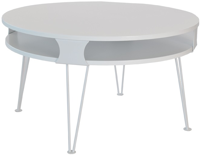 Smile Soffbord runt - Vitt med vita metallben