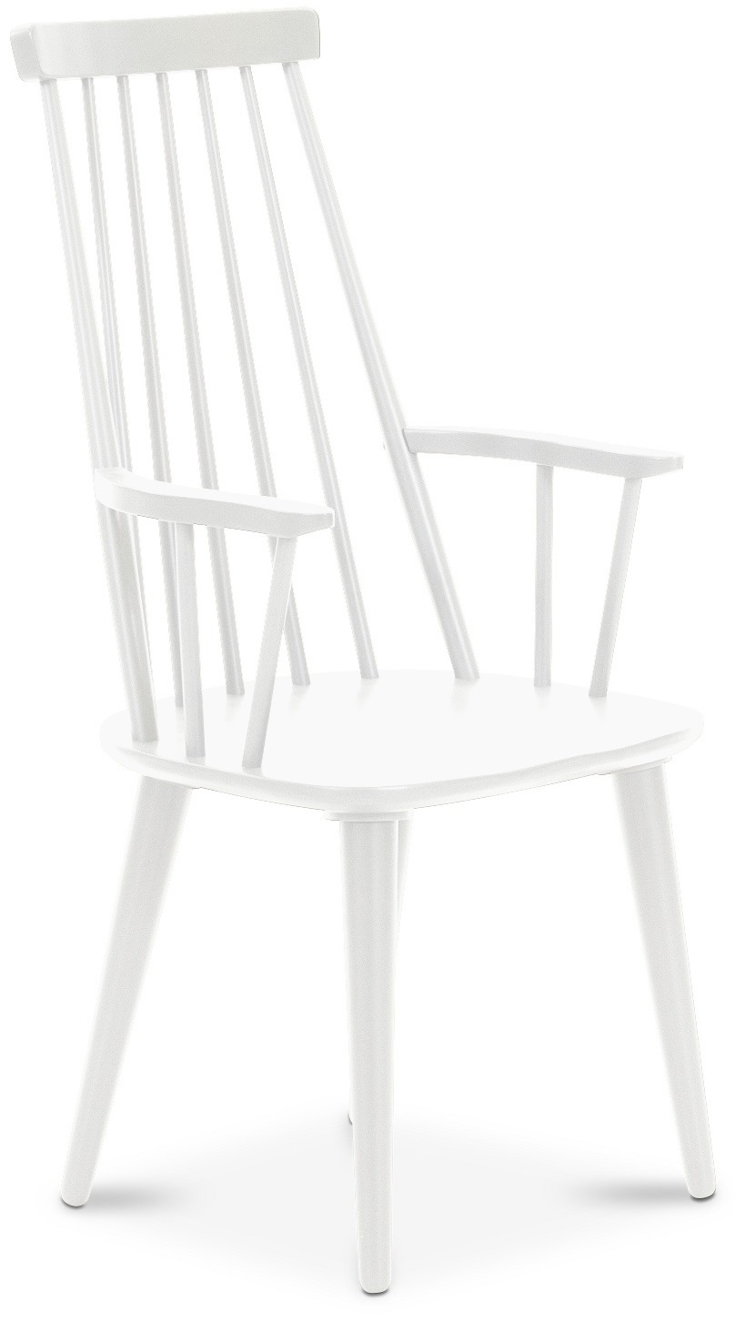 Dalsland witte rieten stoel met armleuningen en hoge rugleuning + Stoel kussen Dalsland witte rieten stoel met armleuningen en hoge rugleuning + Stoel kussen