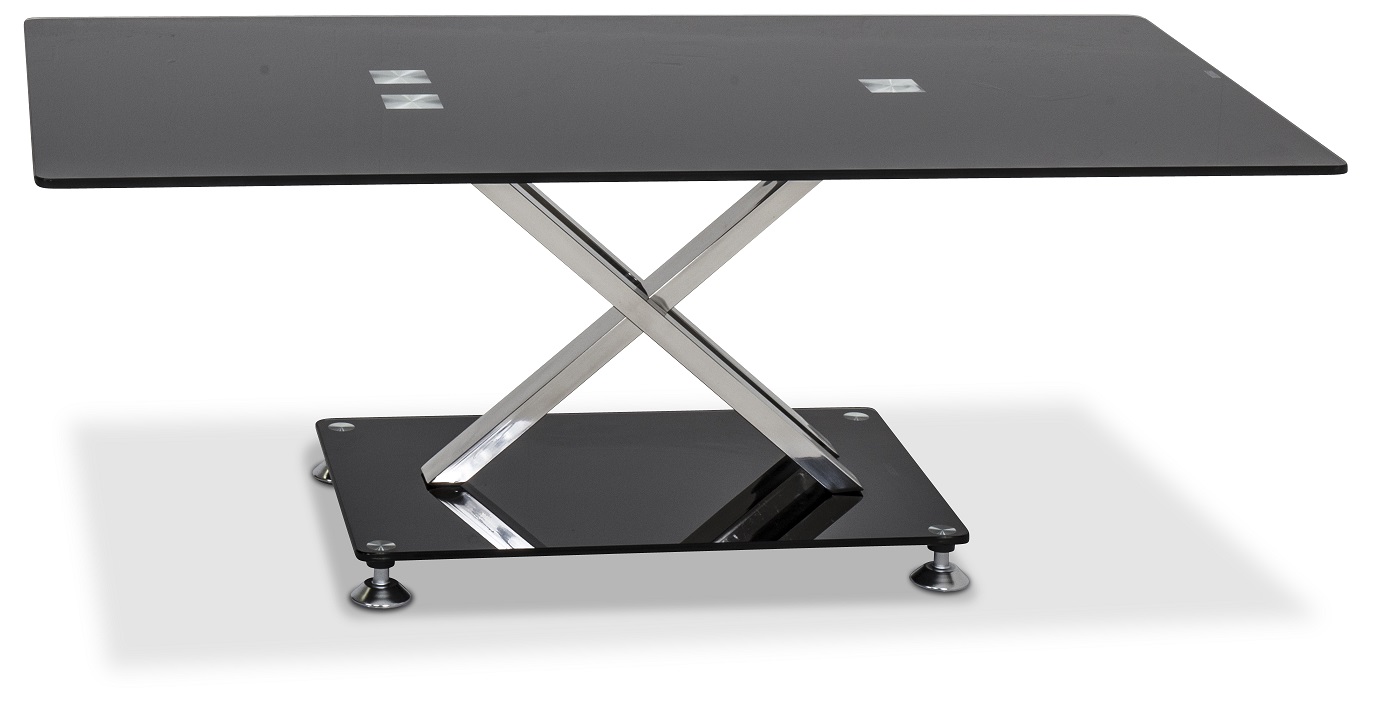 Safiren soffbord 120 x 65 cm - Krom/Svart glas