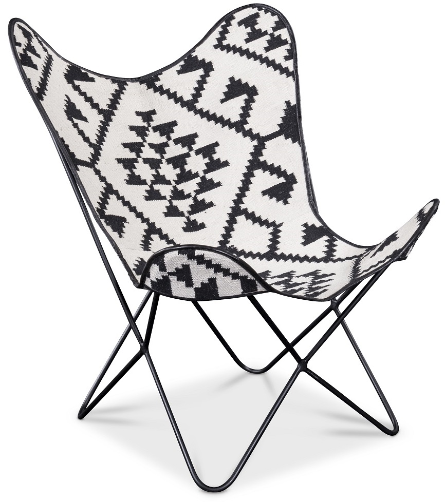 Fladdermus f�t�lj Marais Kelim - Vit/svart