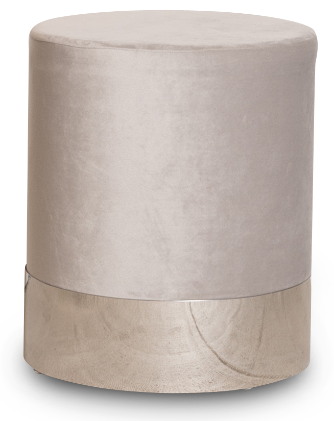 Rund sittpuff cylinderformad - Beige (Sammet) / Krom Rund sittpuff cylinderformad - Beige (Sammet) / Krom