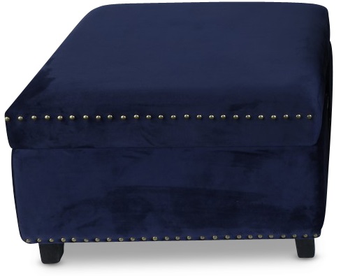 Birmingham fotpall med frvaring - Bl (sammet)