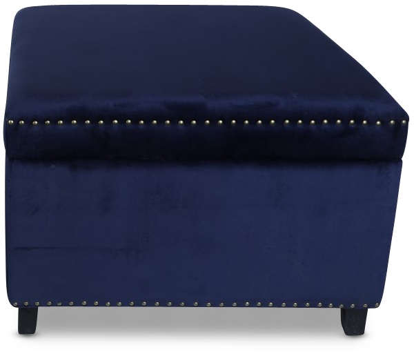 Birmingham fotpall med f�rvaring Large - Bl� (sammet)