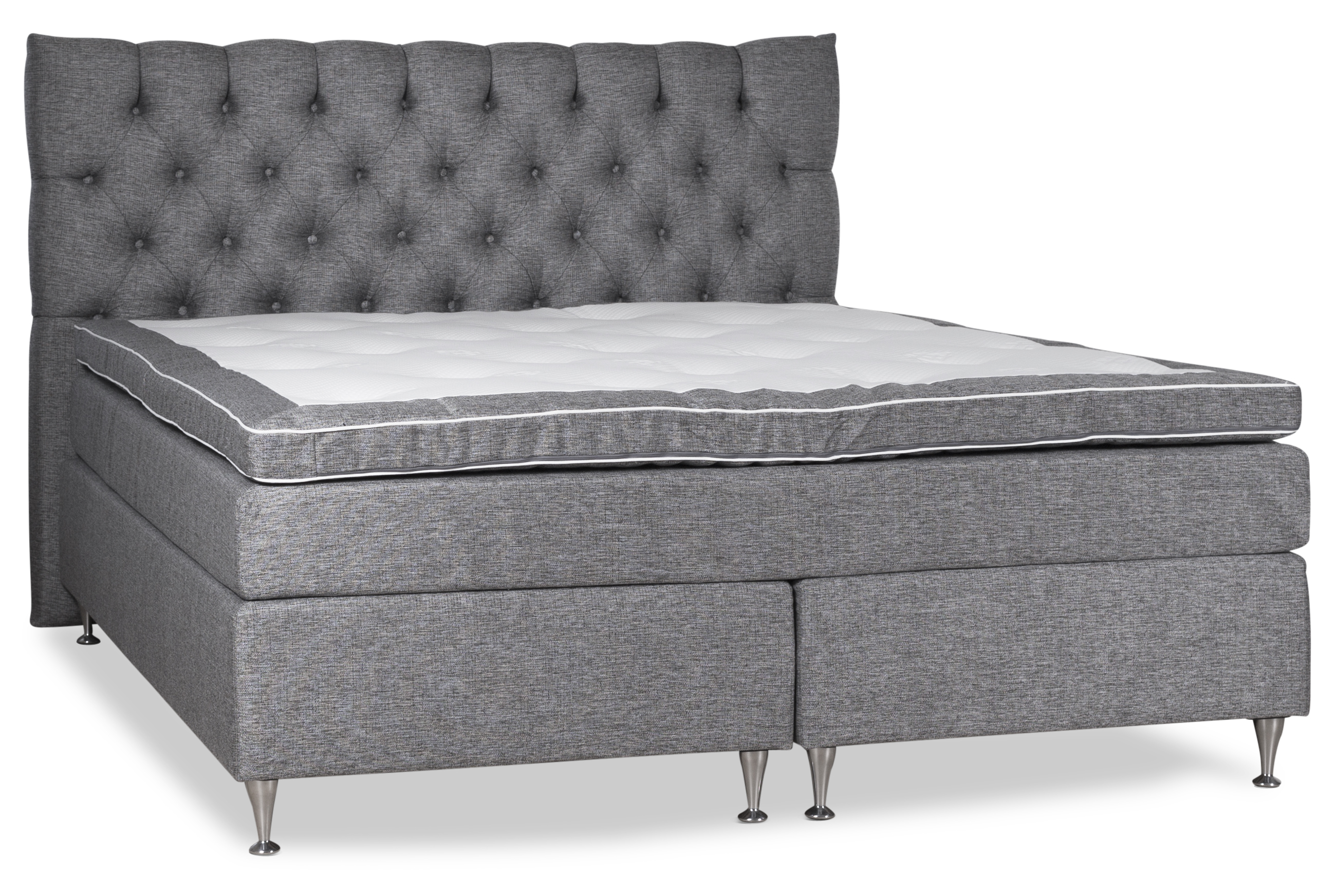 Ebbengrijs continentaal bed - 5-zone tweepersoonsbed met hoofdbord