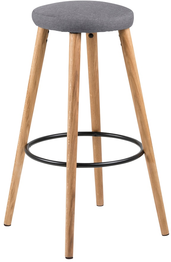 Cadens barpall - Gr�tt tyg / ek ben