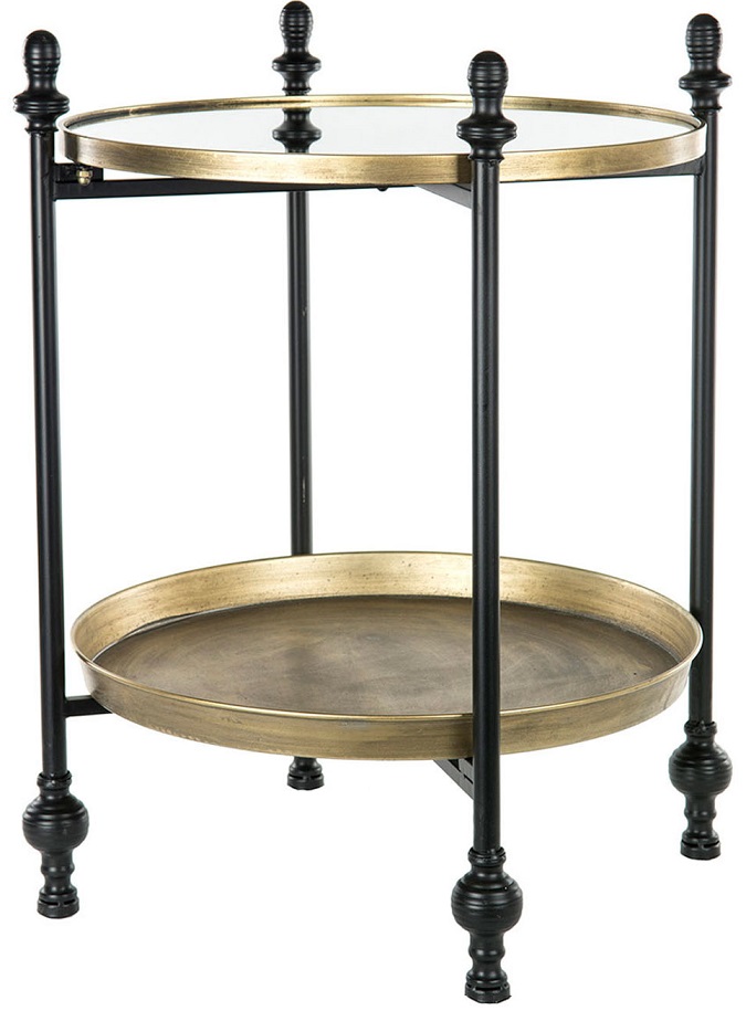 Sidobord med spegelbricka - Antik m�ssing