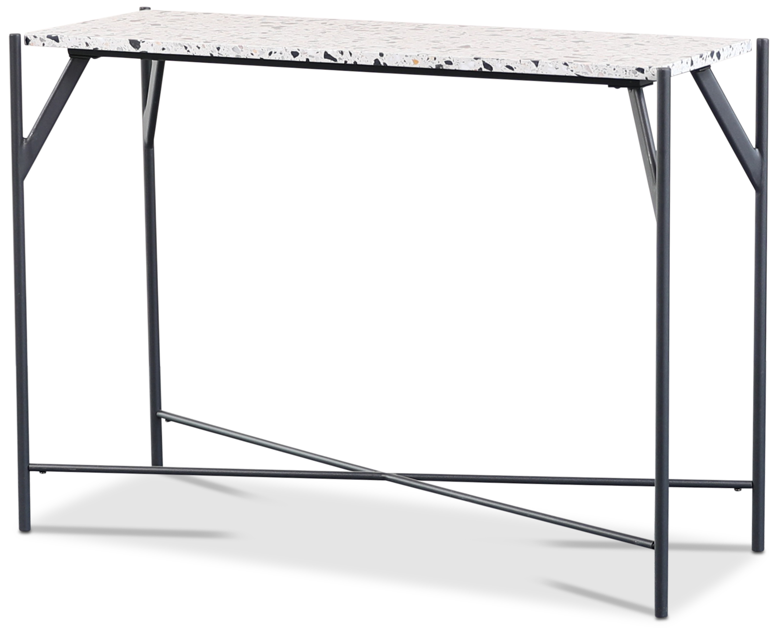 Consoletafel met stenen blad en zwarte voet, 100 cm breed